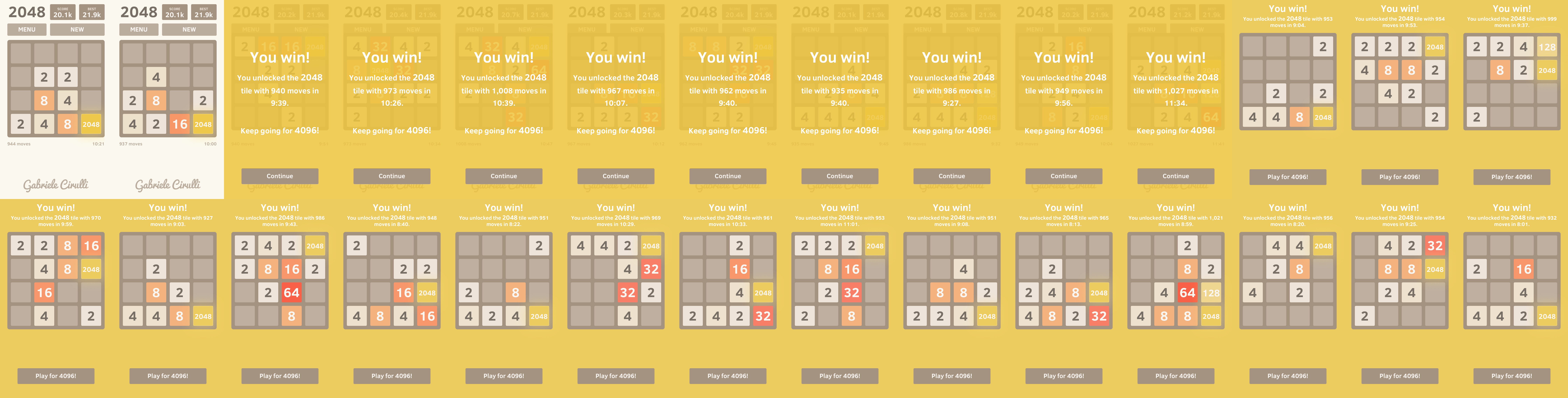 2048+ , 8x8 grid, over 1 million tile, 19 million score : r/2048